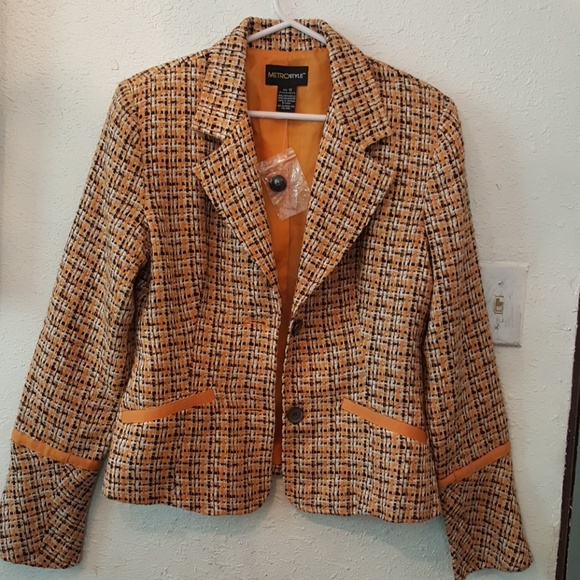 metrostyle Jackets & Blazers - Metro Style tweed brown orange jacket